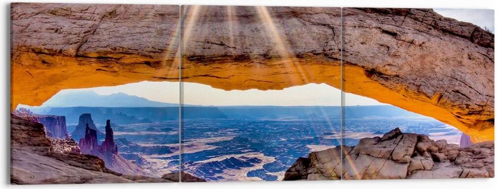 Bild auf Leinwand - Leinwandbild - Felsen Ansicht Landschaft - 150x50cm - Wand Bild - Wanddeko - Leinwanddruck - Bilder - Kunstdruck - Wanddekorati...