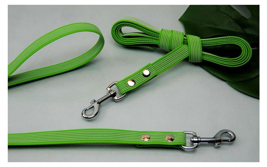 Leine gummiert 1m x 20mm ohne Schlaufe Limette grün Trainingsleine