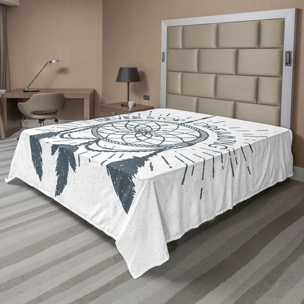 Drap de lit ABAKUHAUS Never Stop Dreaming Attrape-rêve 244x205 cm Blanc