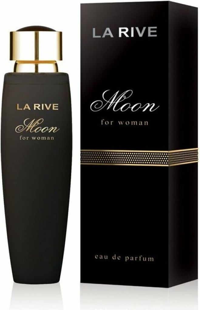 A bottle of La Rive Moon Eau De Parfum and its packaging are displayed against a white background.