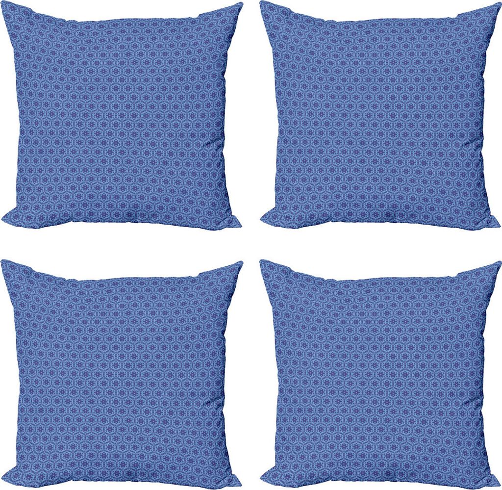 ABAKUHAUS Blumen Kissenbezug Set (4 Stück), Geometrische Elemente und Blumen, Moderner Doppelseitiger Digitaldruck, 45 cm x 45 cm, Lavendel Azure ...