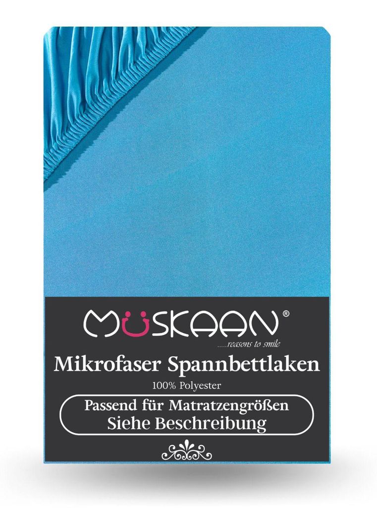 Microfaser Spannbettlaken 140x200 cm - 160x200 cm Türkis Produktbild 