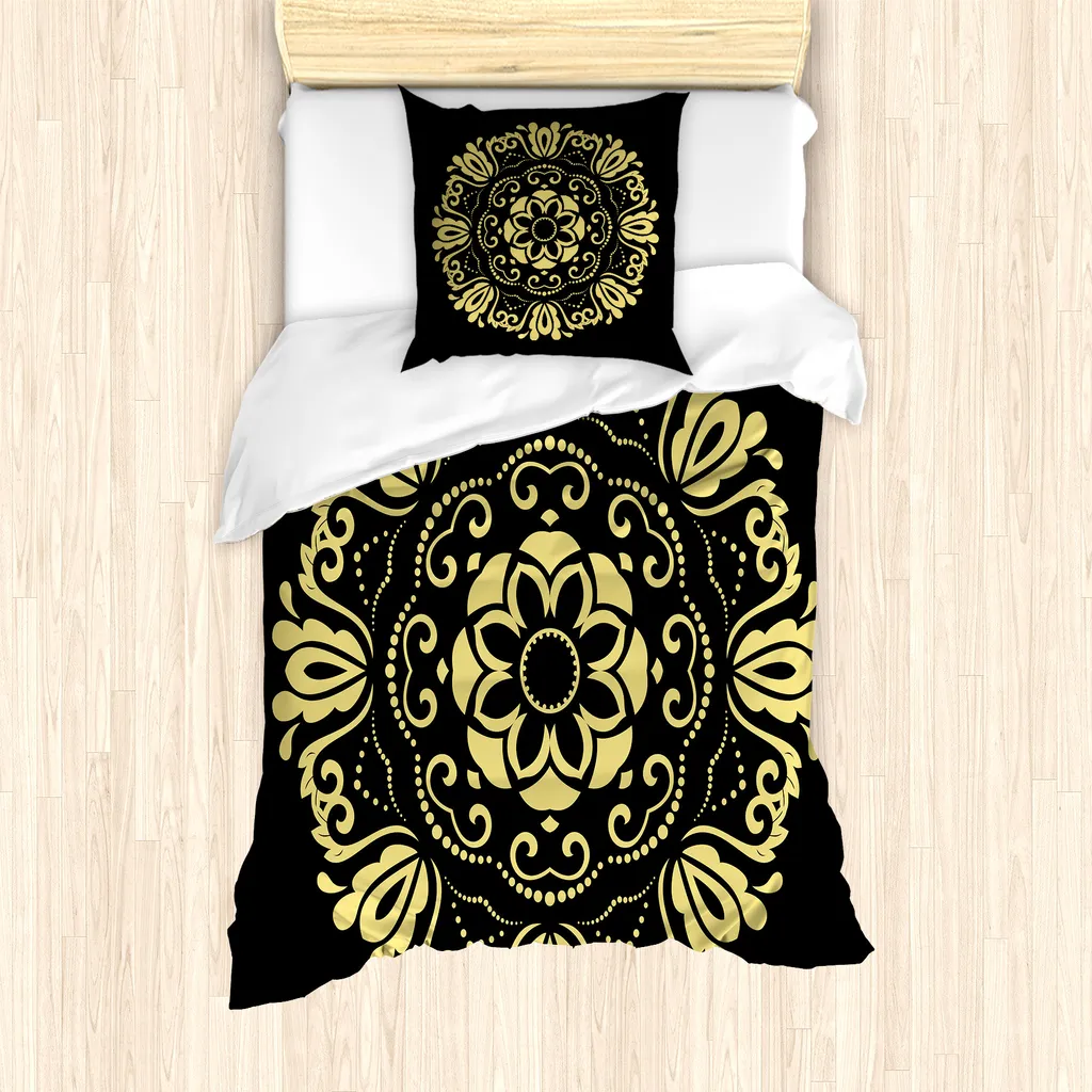 ABAKUHAUS Set Copripiumino Giallo Damascato 135x200 Antiacaro