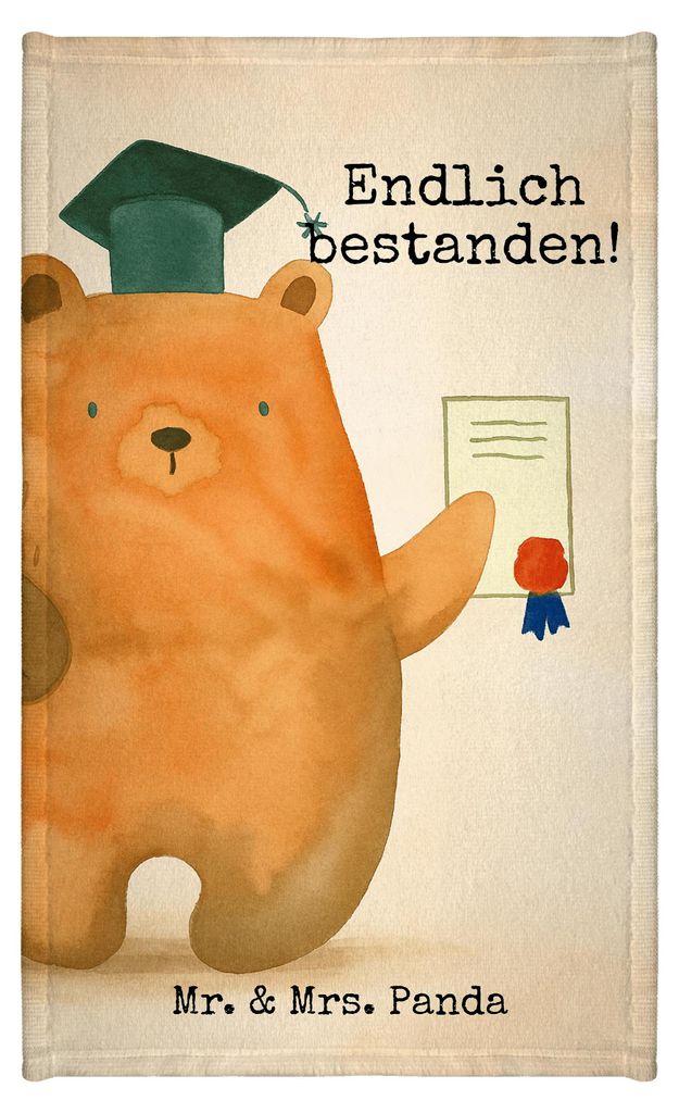 Mr. & Mrs. Panda Handtuch Bär Prüfung Design - Weiß - Geschenk, Klein, Zeugnis, Abschluss, Motiv, Abschlusszeugnis, Prüfungen, Frotteetuch, Ted...