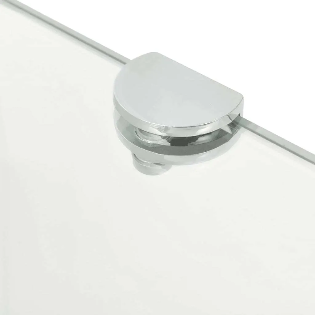 Tablette d'angle verre transparent 8mm et fixations chromées 45 cm