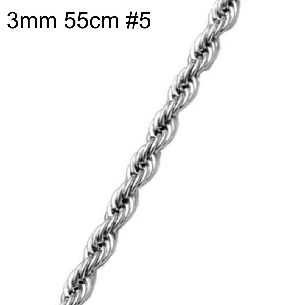 2-9 mm versilberte Twist-Gliederkette aus Edelstahl für Herren und Damen-3 mm 22 Zoll #5 Seilkette
