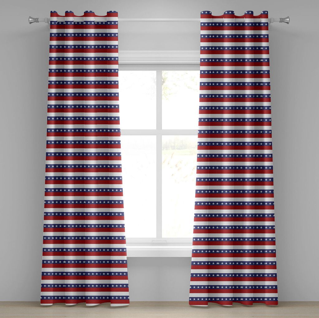 ABAKUHAUS 4. Juli Ösenvorhang, Sternenbanner Muster amerikanische Flagge inspiriert patriotischen Thema, Dekorative 2-Panel-Fenstervorhänge, 280 ...
