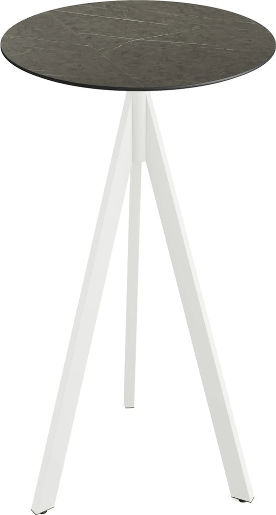 Infinity Tripod Stehtisch Weiß frame + Midnight Marble HPL Produktbild 