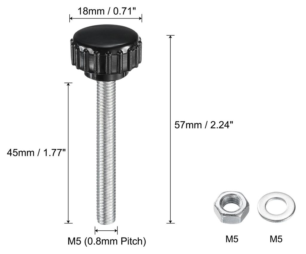 4 Stš¹ck R?ndelschraube mit Gewinde M5 x 45mm Rundkopfschraube mit Muttern Unterlegscheiben, Flš¹gelschrauben Verzinkter Kohlenstoffstahl Klemm...