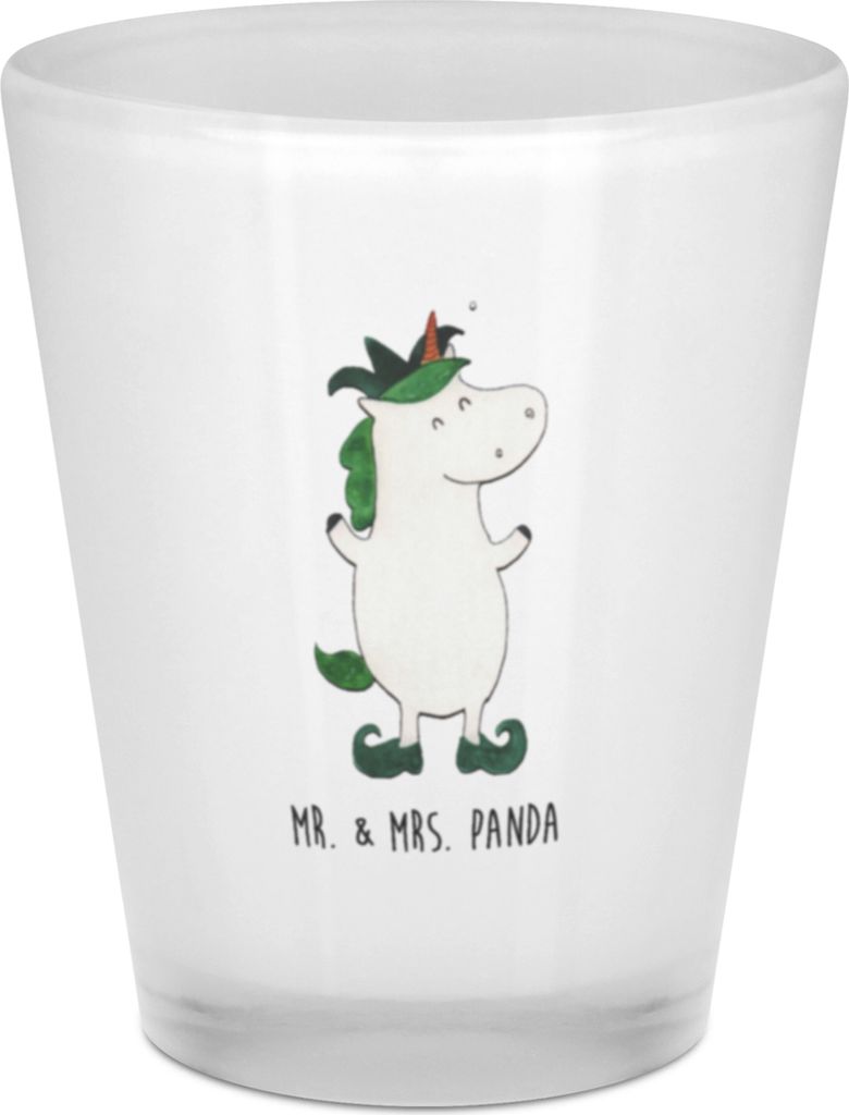 Mr. & Mrs. Panda Shotglas Einhorn Joker - Transparent - Geschenk, Unicorn, Mittelalter, Gläschen, Digestifglas, Kasper, Schnapsbecher, Einhörner,...