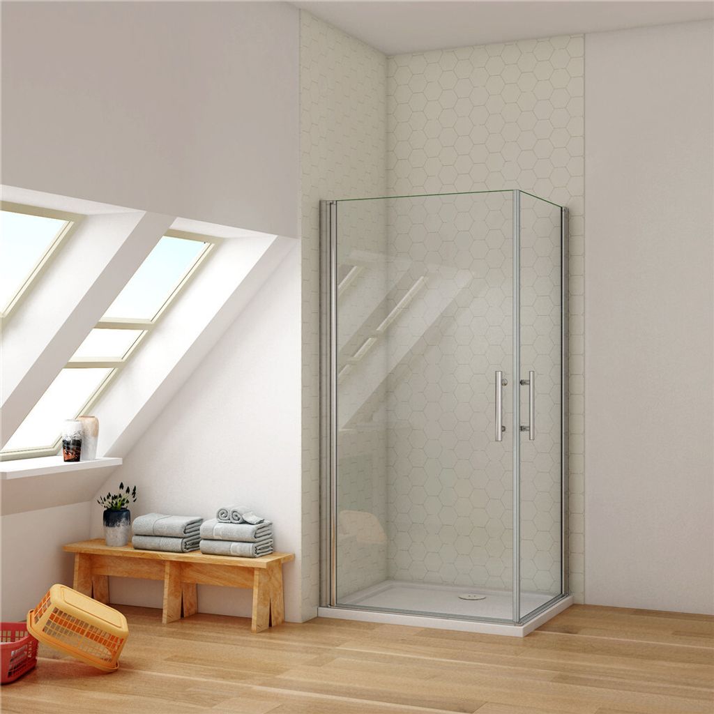 eckdusche BxBxH:90x80x185cm Duschkabine mit Duschtasse 6mm ESG NANO Glas Pendeltür Eckeinstieg dusche Duschabtrennung Schwingtür