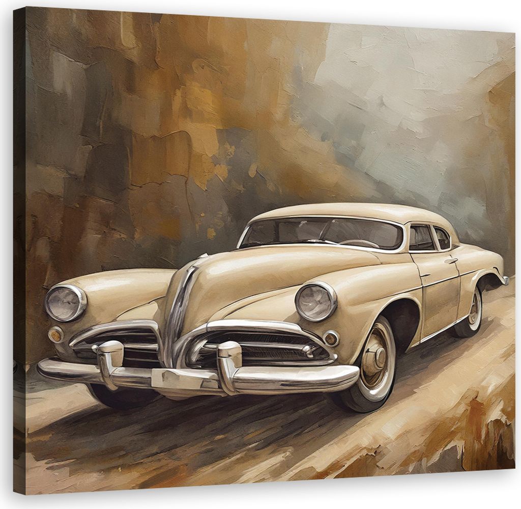 Leinwandbild Retro Oldtimer 30x30 Feeby Beige bild für die wand bereit zum aufhängen