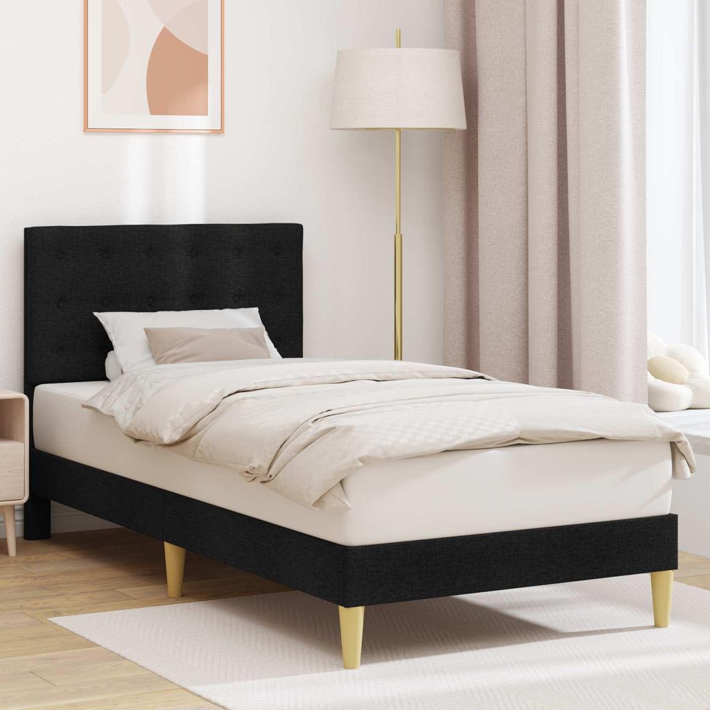 Maison Exclusive - Bettrahmen mit Kopfteil Schwarz 90 x 200 cm Stoff