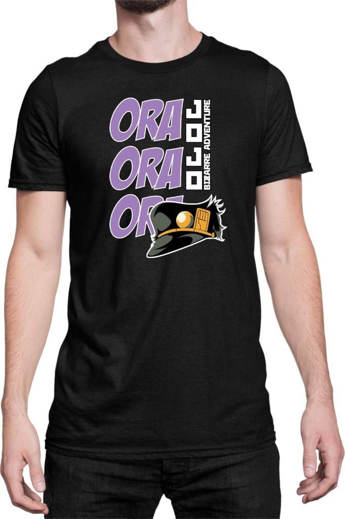 Herren T-Shirt Japan Anime Manga Jojo Bizzare Adventure Ora Ora Ora, Man M / Schwarz