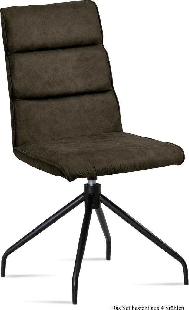 Esszimmerstuhl drehbar (4er-Set) Domini 47x92x60 Schwarz/Khaki