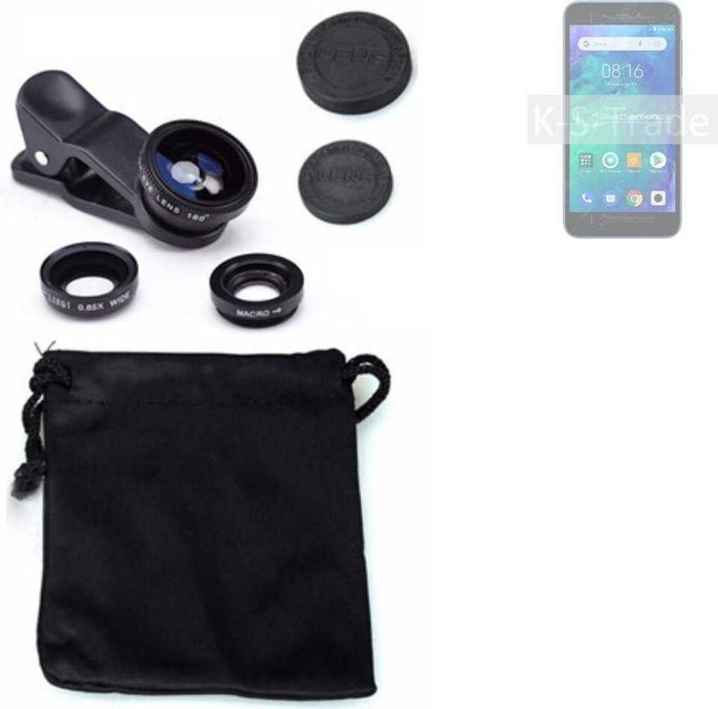K-S-Trade Smartphone Kamera Linsen Set Kompatibel mit Xiaomi Redmi Go 3in1 Clip-On Kamera Adapter Macro Weitwinkel FishEye Fischauge Objektiv Linse