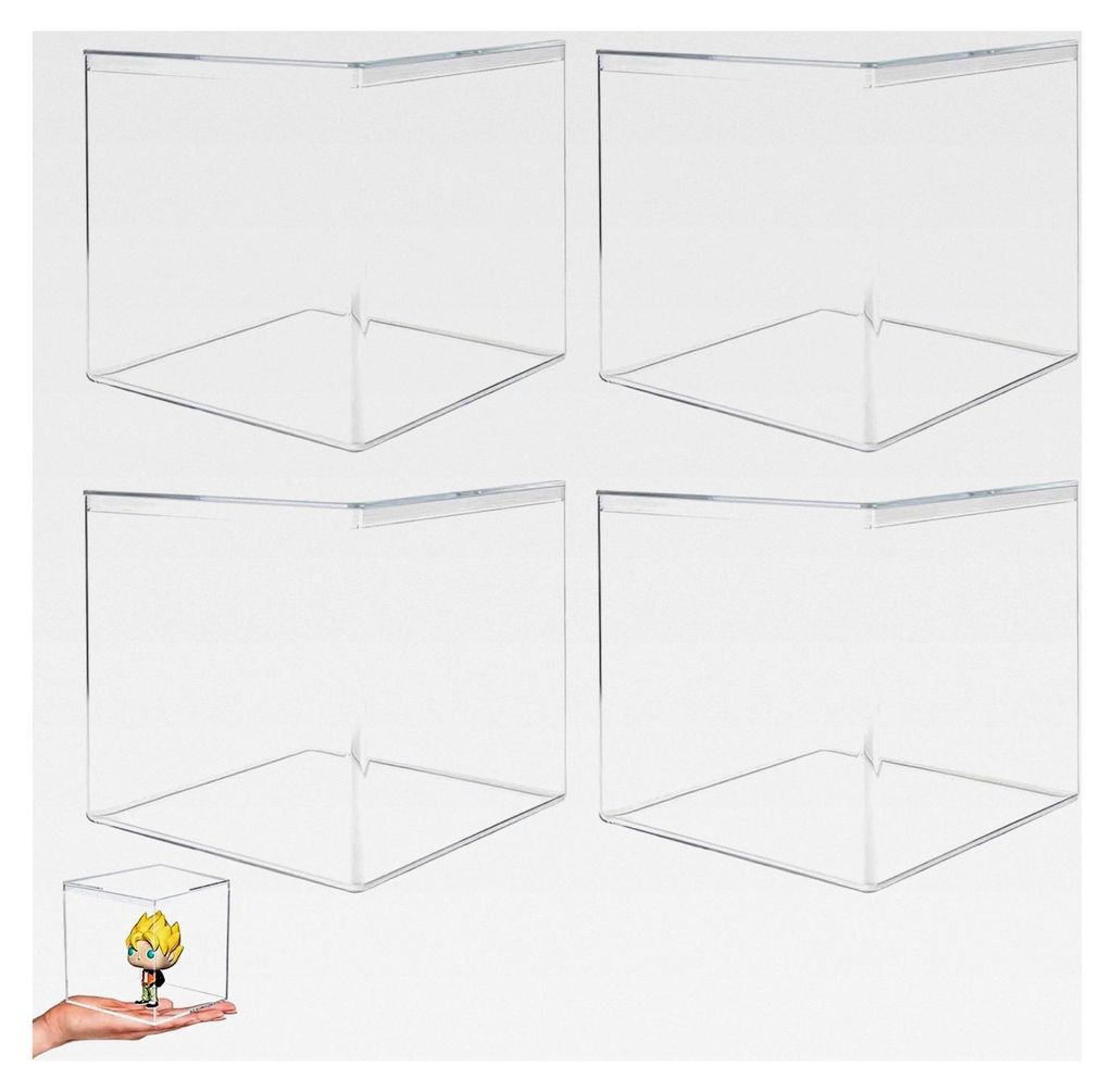 4 Stück Acrylbox mit Deckel: Quadratische klare Box 10 x 10 x 10 cm für Schmuck, Aufbewahrung, Vitrine und Süßigkeiten