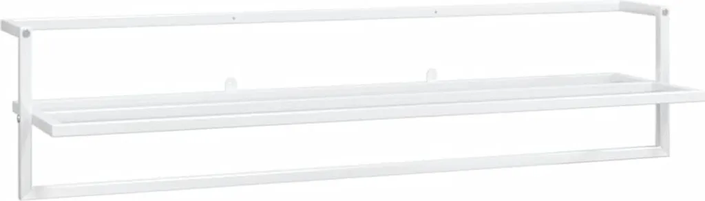 Porte-serviettes blanc 95x25x22 cm en fer - Porte-serviettes mural