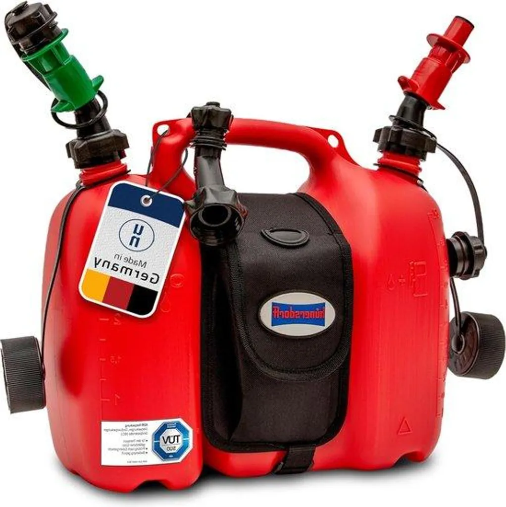 Jerrican double anti-débordement 6+3L pour transporter essence et huile