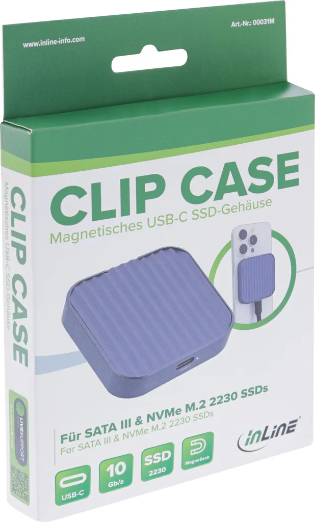 Boîtier SSD M.2 USB-C InLine 00031M : Solution Fixation Magnétique NVMe - 6