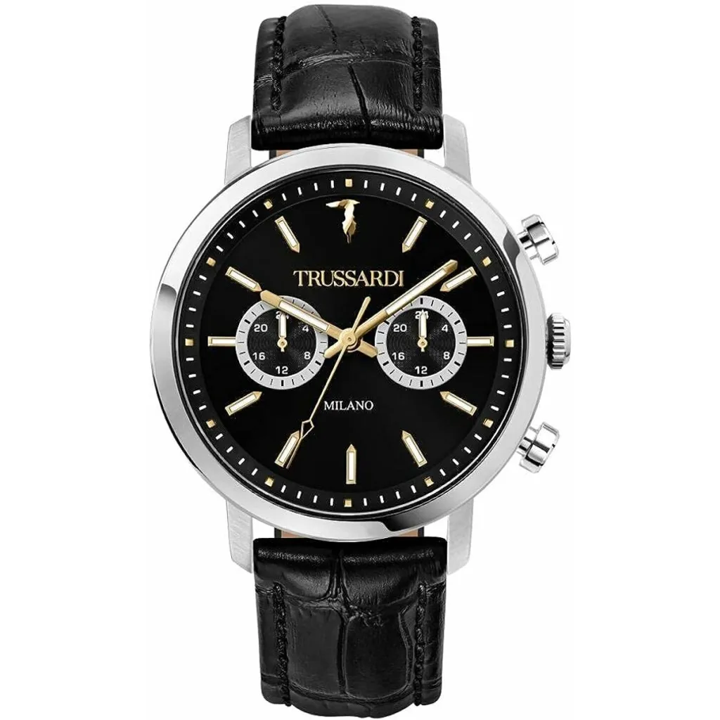 Montre Chronographe Homme Trussardi T-Couple Bracelet Cuir Cadran Noir