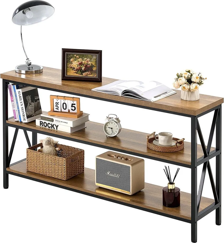 Console Entrée 140 cm à 3 Niveaux - Table de Couloir Robuste en Métal