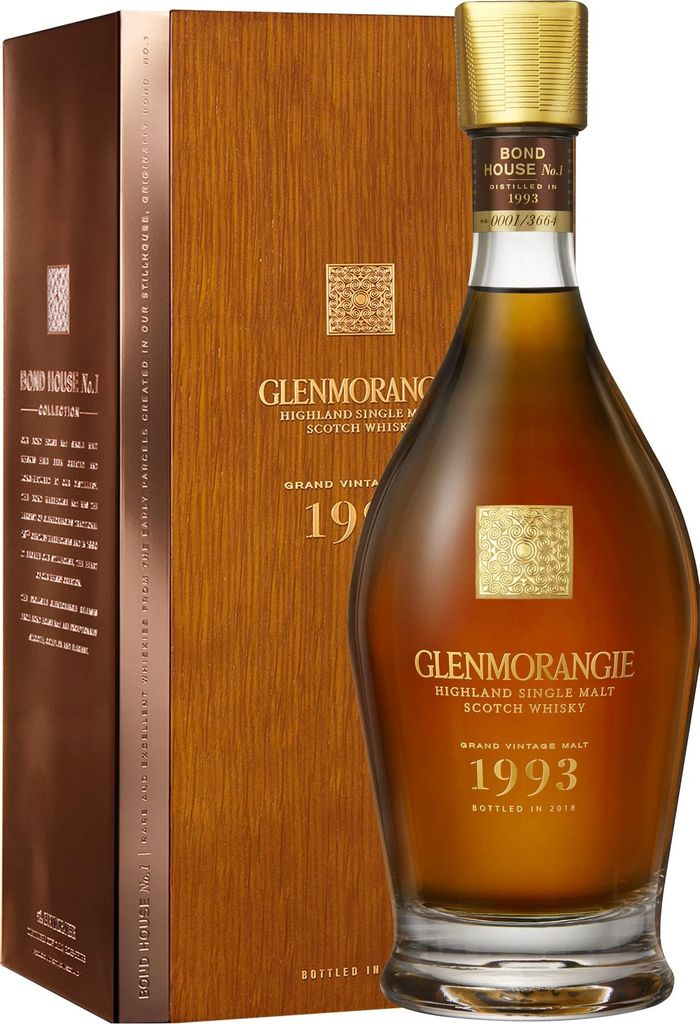 Glenmorangie 1993 Grand Vintage Single Malt Scotch Whisky + Wooden GB 43% 700ml