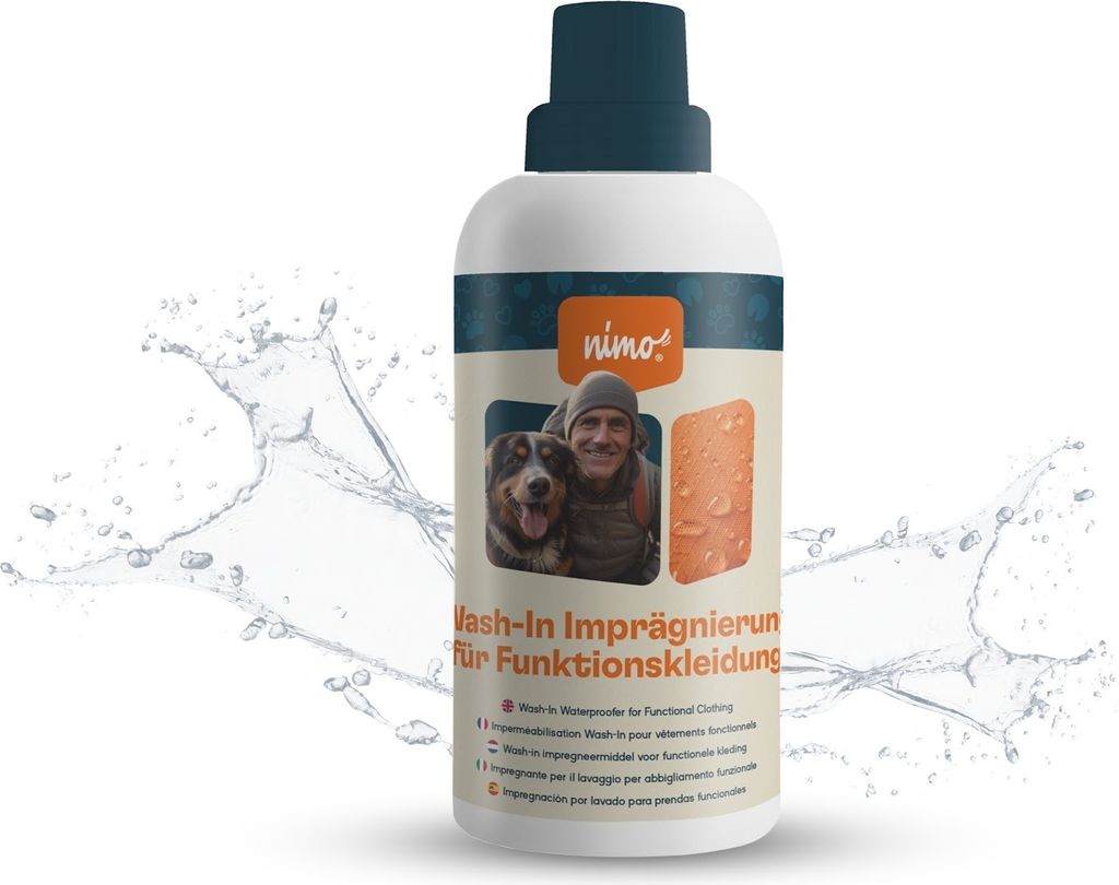 nimo Wash-In Imprägnierung für Funktionskleidung | Imprägnierung gegen Regen & Schmutz für die Waschmaschine | wasserabweisende Outdoor Kleid...