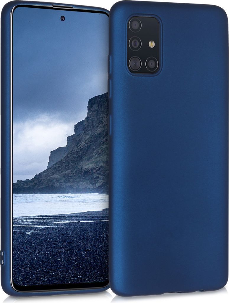 kwmobile Case kompatibel mit Samsung Galaxy A51 Hülle - Schutzhülle aus Silikon metallisch schimmernd - Handyhülle Metallic Blau