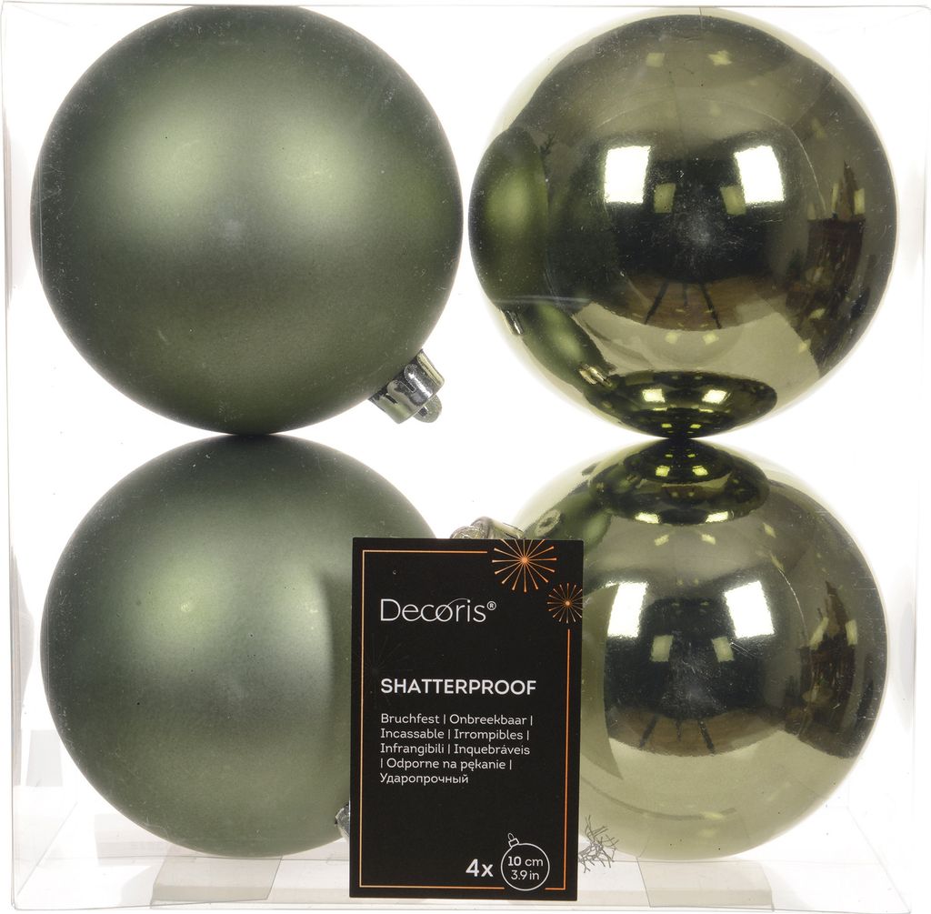Weihnachtskugeln Kunststoff 10cm 4 Stück - Rosmarin