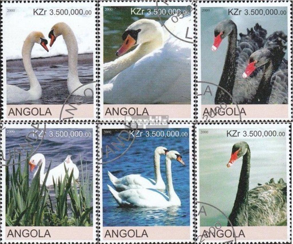 Briefmarken Angola 2000 Mi 2000SWa-2000SWf die Legalität dieser Ausg. ist ungeklärt gestempelt Schwäne