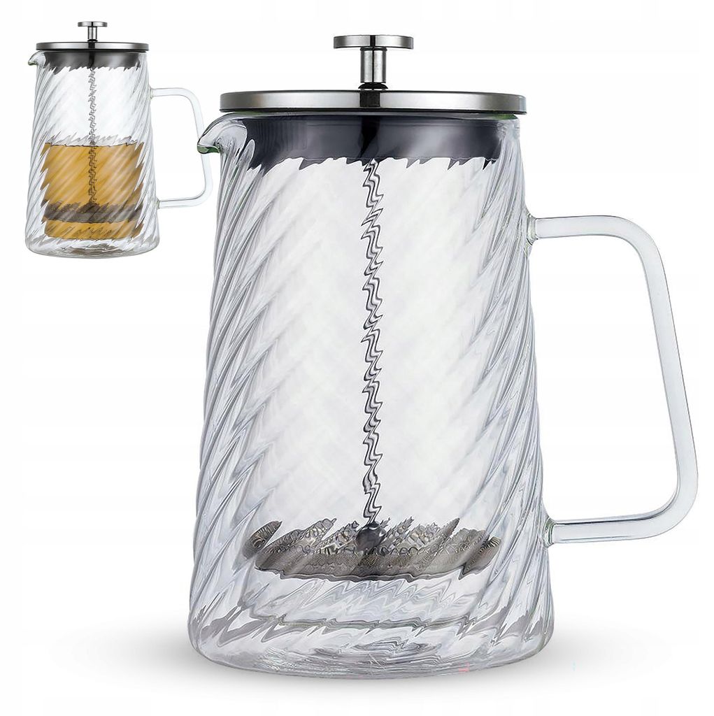 Zaparzacz tłokowy do kawy herbaty szklany 1l french press Zdjęcie produktu 