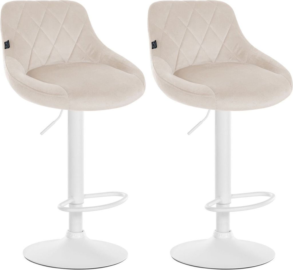 2er Set Barhocker Lazio Samt weiß creme