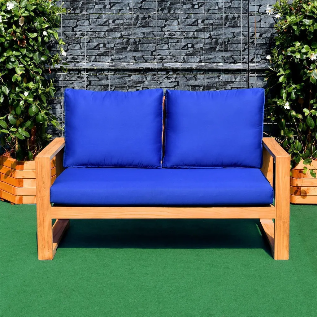Coussin d'assise bleu 132 x 69 cm avec rembourrage épais de 10 cm