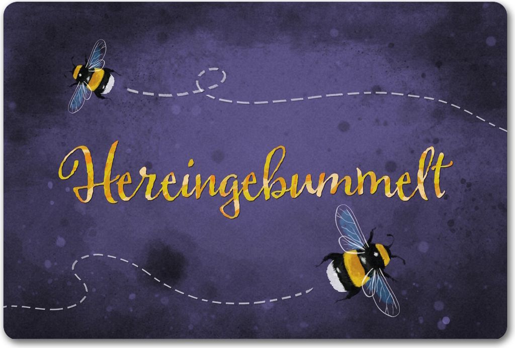 Hereingebummelt Hummel Fußmatte in 40x60 cm ohne Rand in violett
