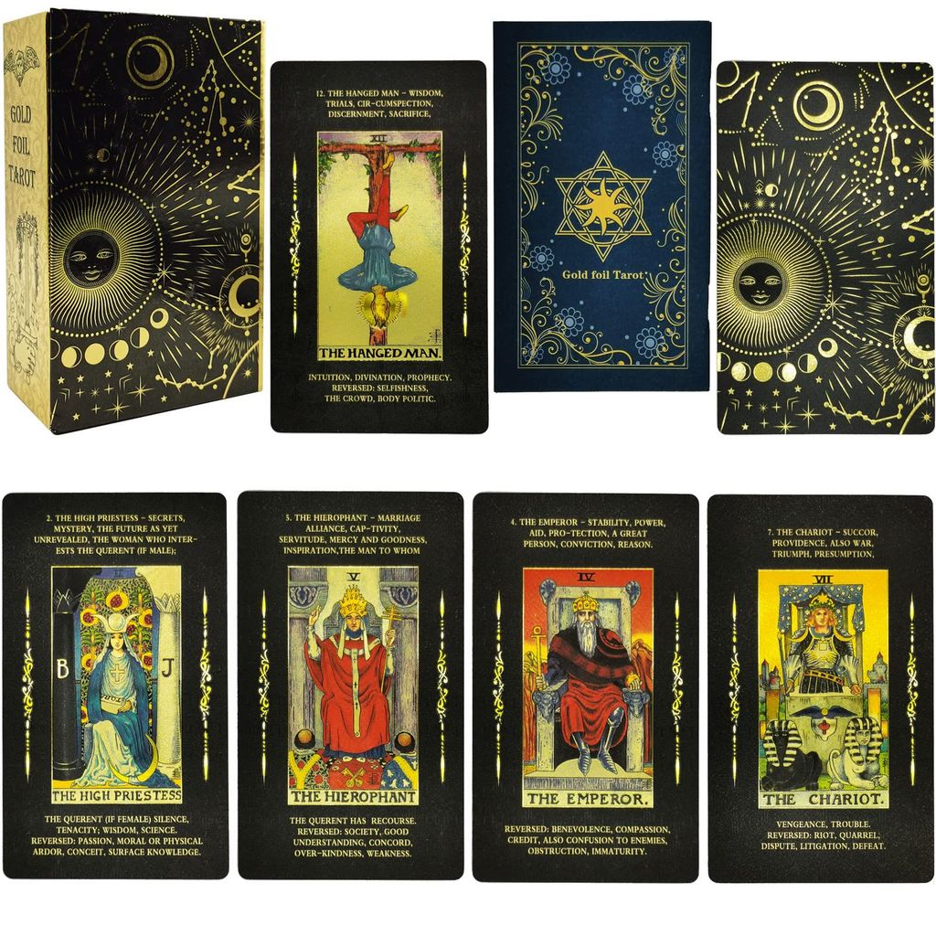 Tarotkarten-Deck Mit Anleitung – 78 Karten Auf Englisch/Spanisch, In Metallischer Geschenkbox, Für Anfänger & Profis