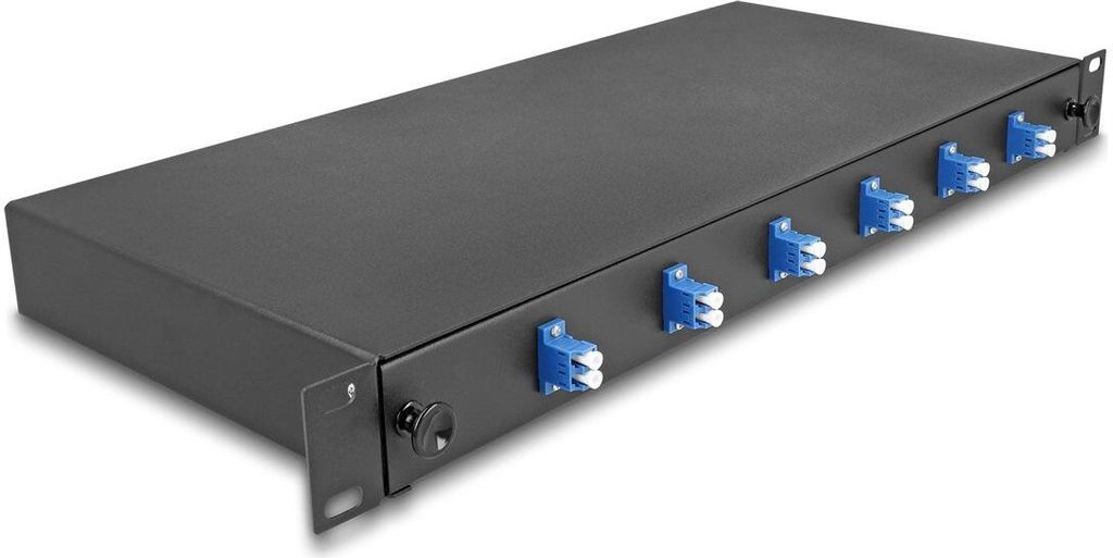 DELOCK 19" LWL Spleißbox 6x LC DX OS2 1HE spleißfer. Kompl.