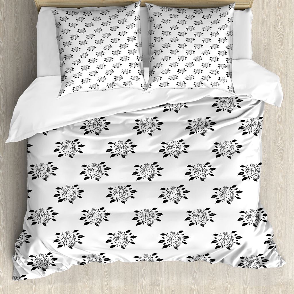 ABAKUHAUS Hochzeit Bettbezug Set für Einzelbetten, Rose Bloom Bouquets Romantik, Milbensicher Allergiker geeignet mit Kissenbezug, 200 cm x 200 cm...
