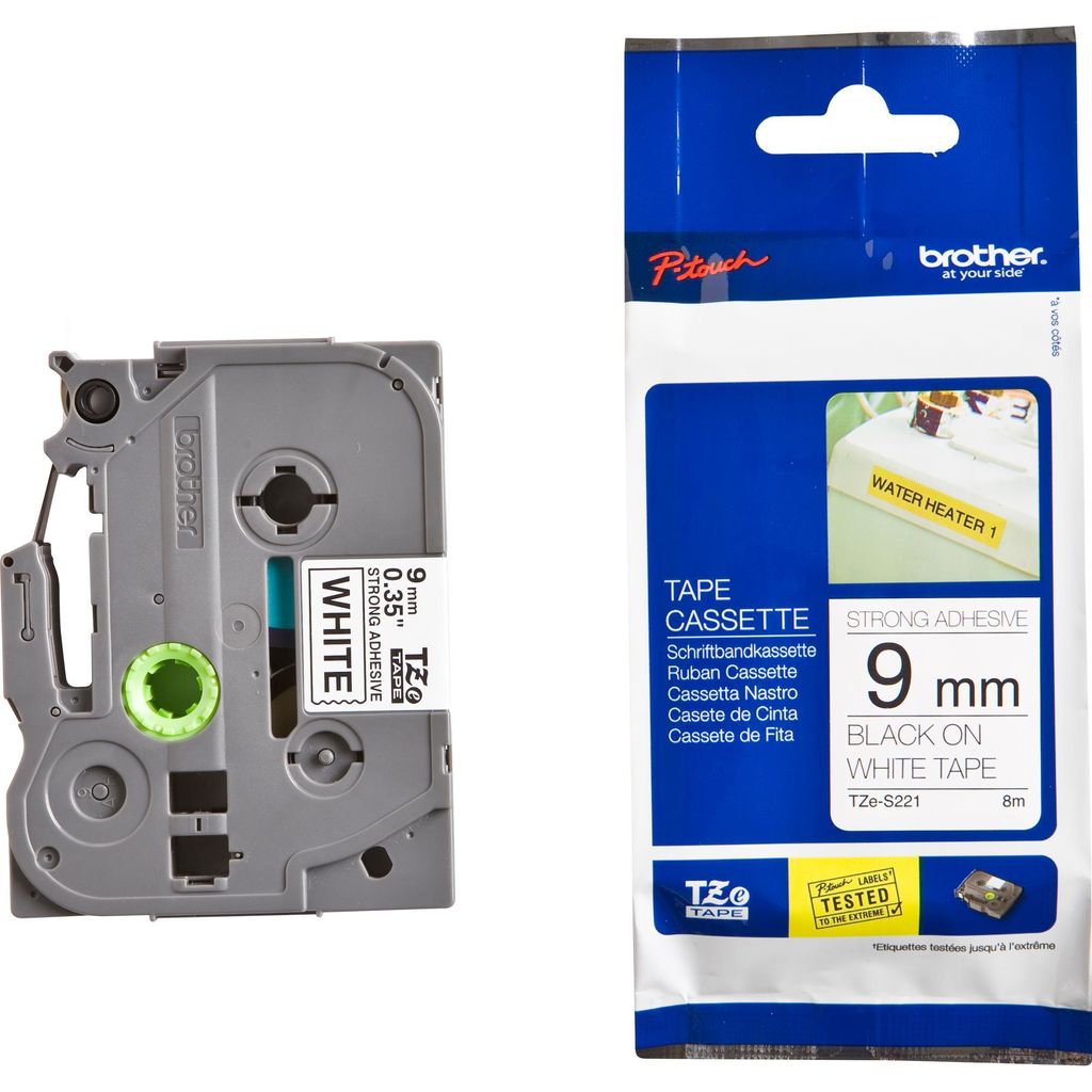 Brother TZ-221 TZe-lint, labelband, extra sterk Productafbeelding 