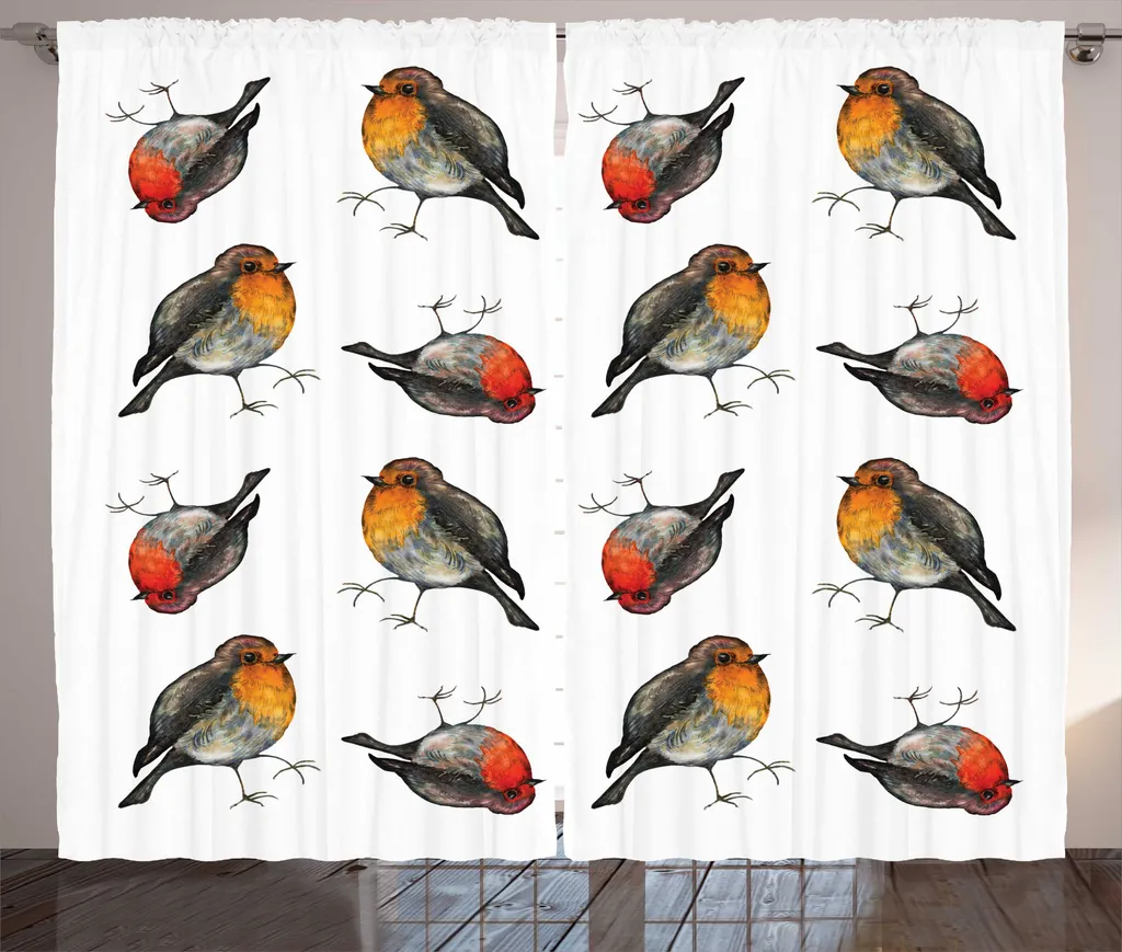 Rideau décoratif oiseaux pour habiller une grande fenêtre 280x225 cm