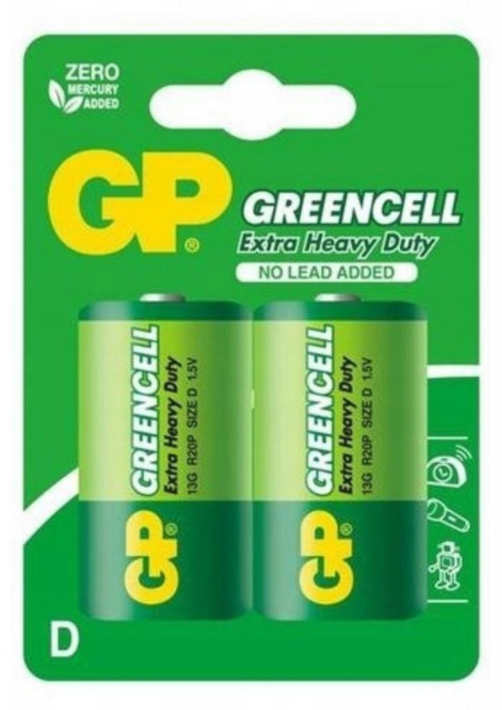 Greencell Batterie 1,5V R20 D 2 Stck - Gp13G-U2