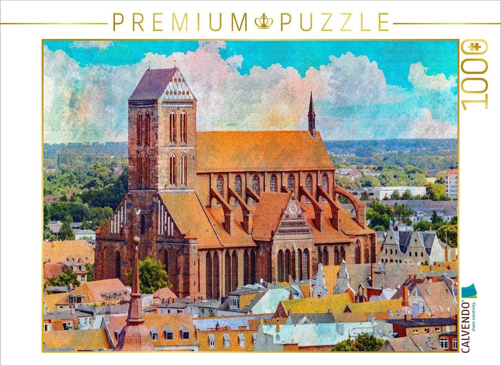 CALVENDO Puzzle Blick von der Aussichtsplattform St. Georgen auf die Stadtkirche St. Nikolai | 1000 Teile Lege-Größe 64x48cm Foto-Puzzle für gl...