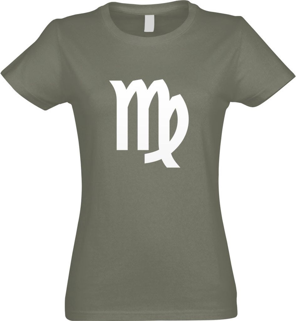 Kiwistar - T-Shirt tailliert - Damen - Olive - Jungfrau Sternzeichen - mit Motiv Bedruckt - Funshirt Design - Sport - Freizeit - Damen - XL