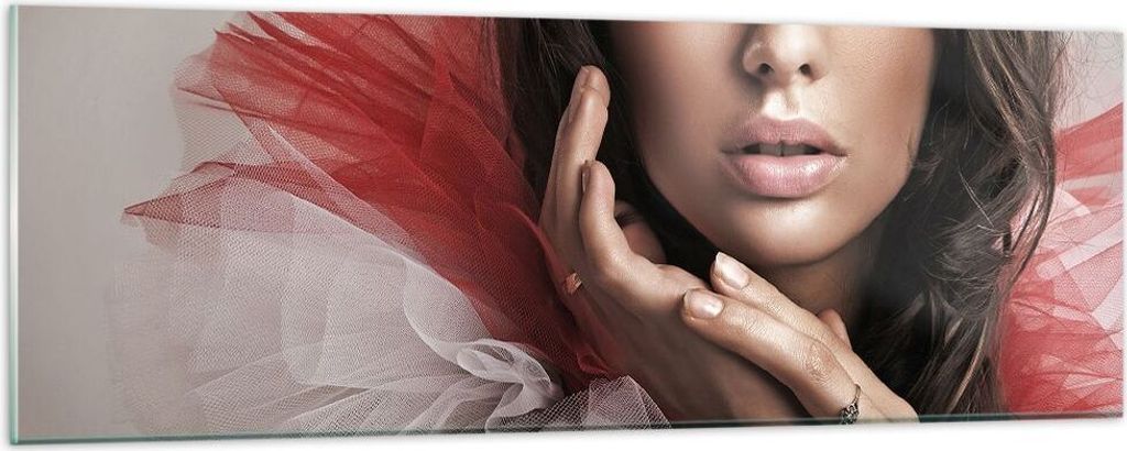 Bilder auf glas - Schönheit kleid mode modell - 90x30cm - Glasbilder - Wandbilder - Kunstdruck - zum Aufhängen bereit - Wanddekoration aus Glas -...