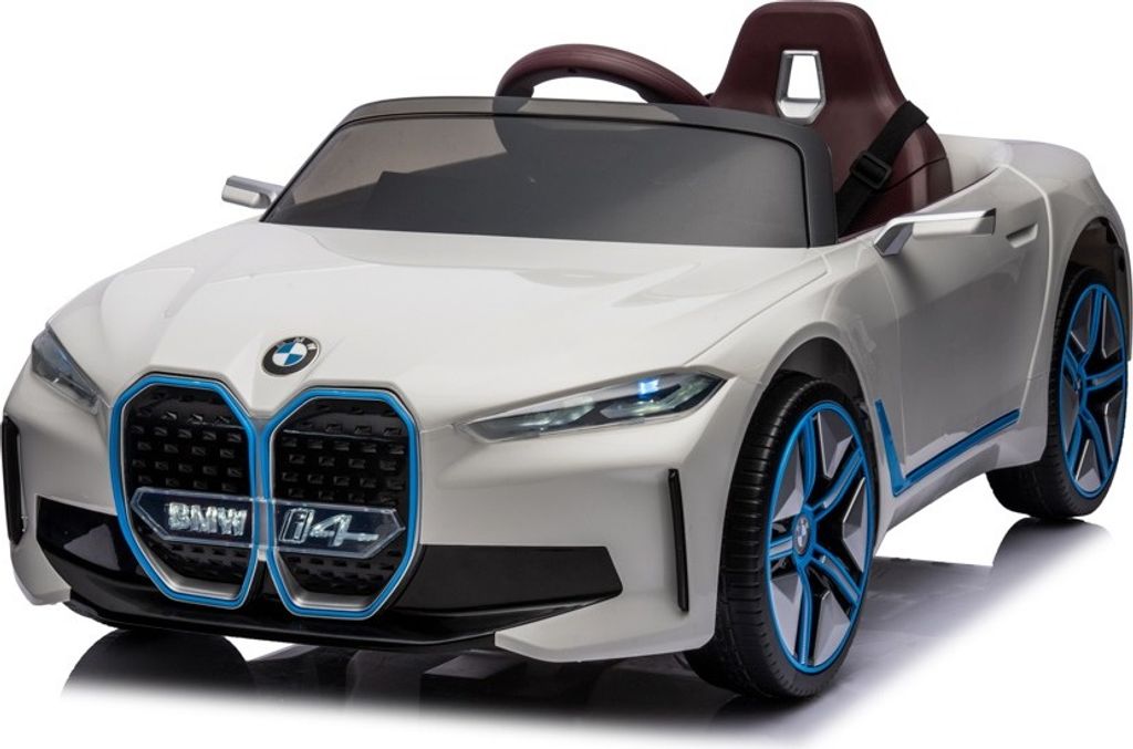 Kinder Elektroauto BMW i4, VIER Motoren+LED+Audio+FB weiss
