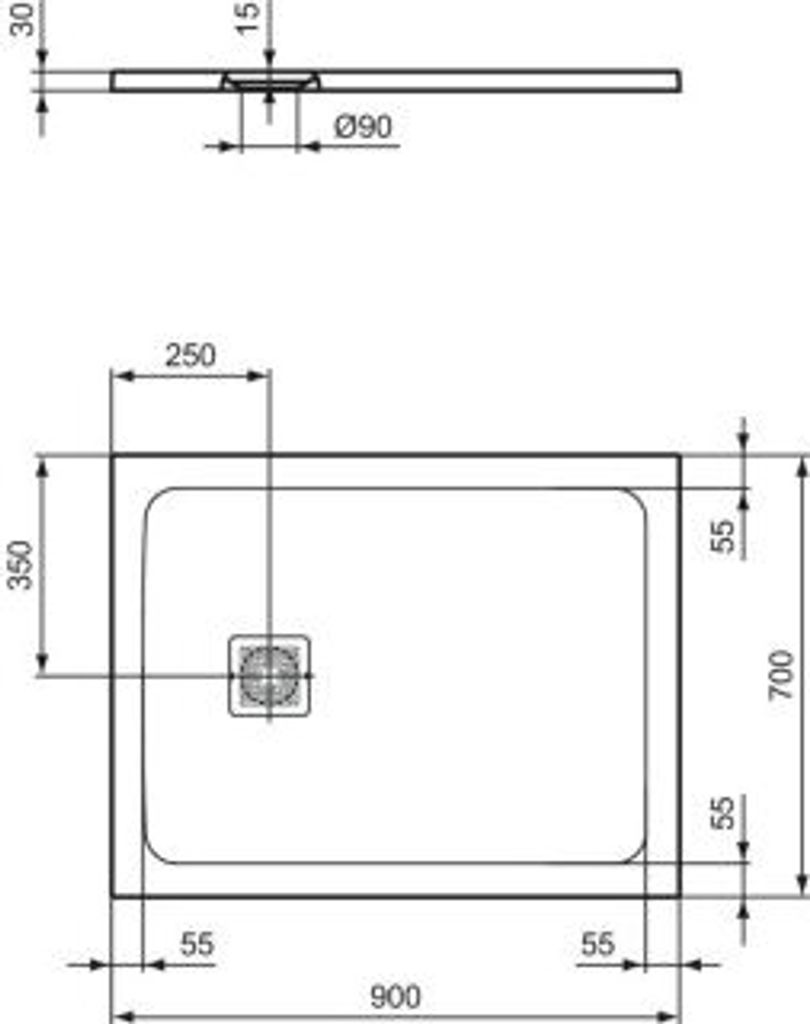 IDEAL STANDARD T5604FS Rechteck-Brausewanne Ultra Flat S +