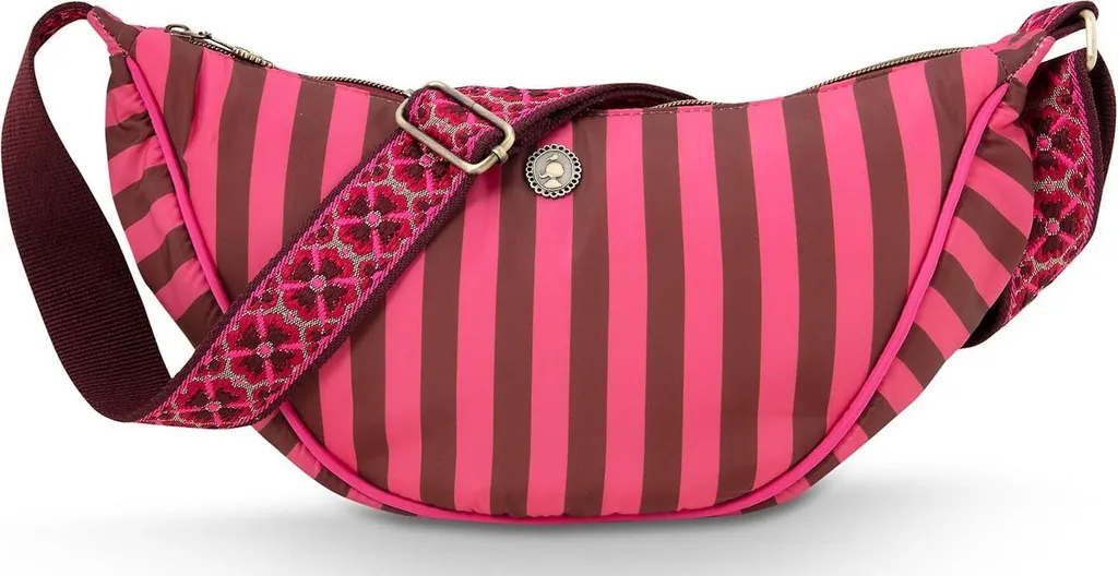 Pip Studio Borsa Freya Half Moon Stripe Pink - Tracolla Donna Elegante