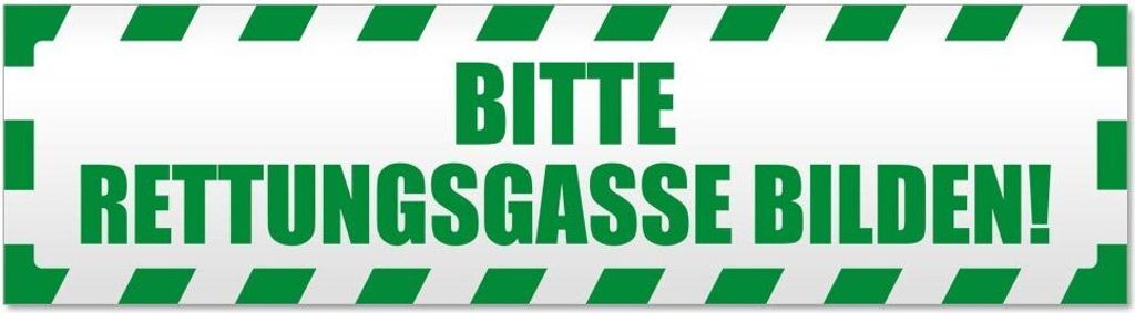 Kiwistar Bitte Rettungsgasse gestreift Magnetschild Schild magnetisch - 60cm Grün - Magnetfolie für Auto PKW Kfz