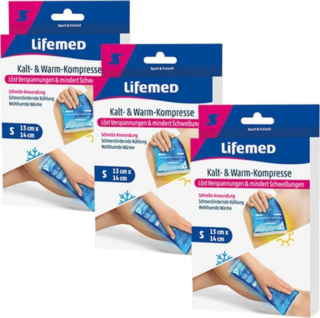 3x Lifemed Kalt + Warm Kompresse S 14 cm x 13 cm