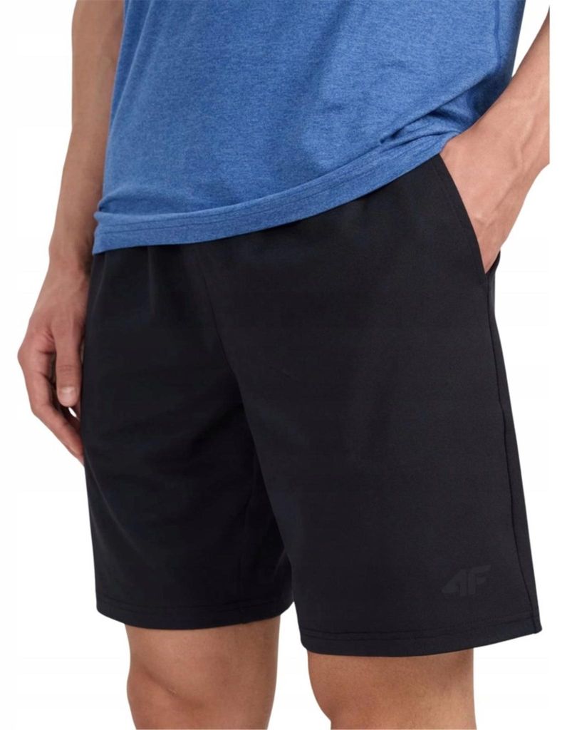 4F Herren Kurze Sommer Sporthose Schwarz Einfarbig, Größe 176, Modell 4FM1310